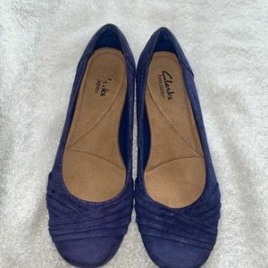 Clarks women’s propose pixie 67770 blue leather slip on ballet flats size 7.5 M